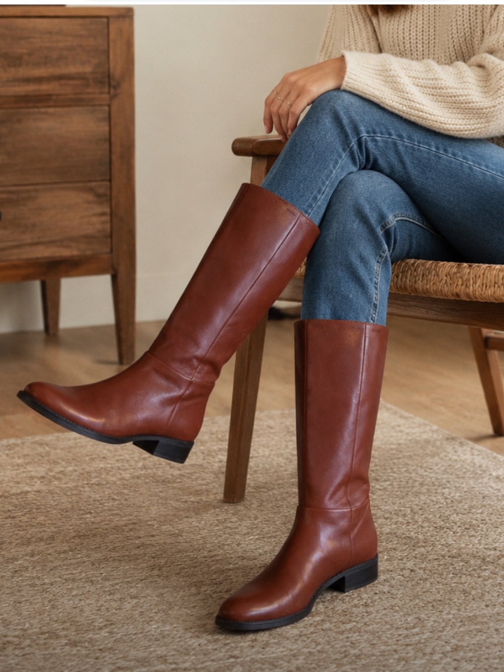 Geox Felicity Tall Brown Leather Riding Boot